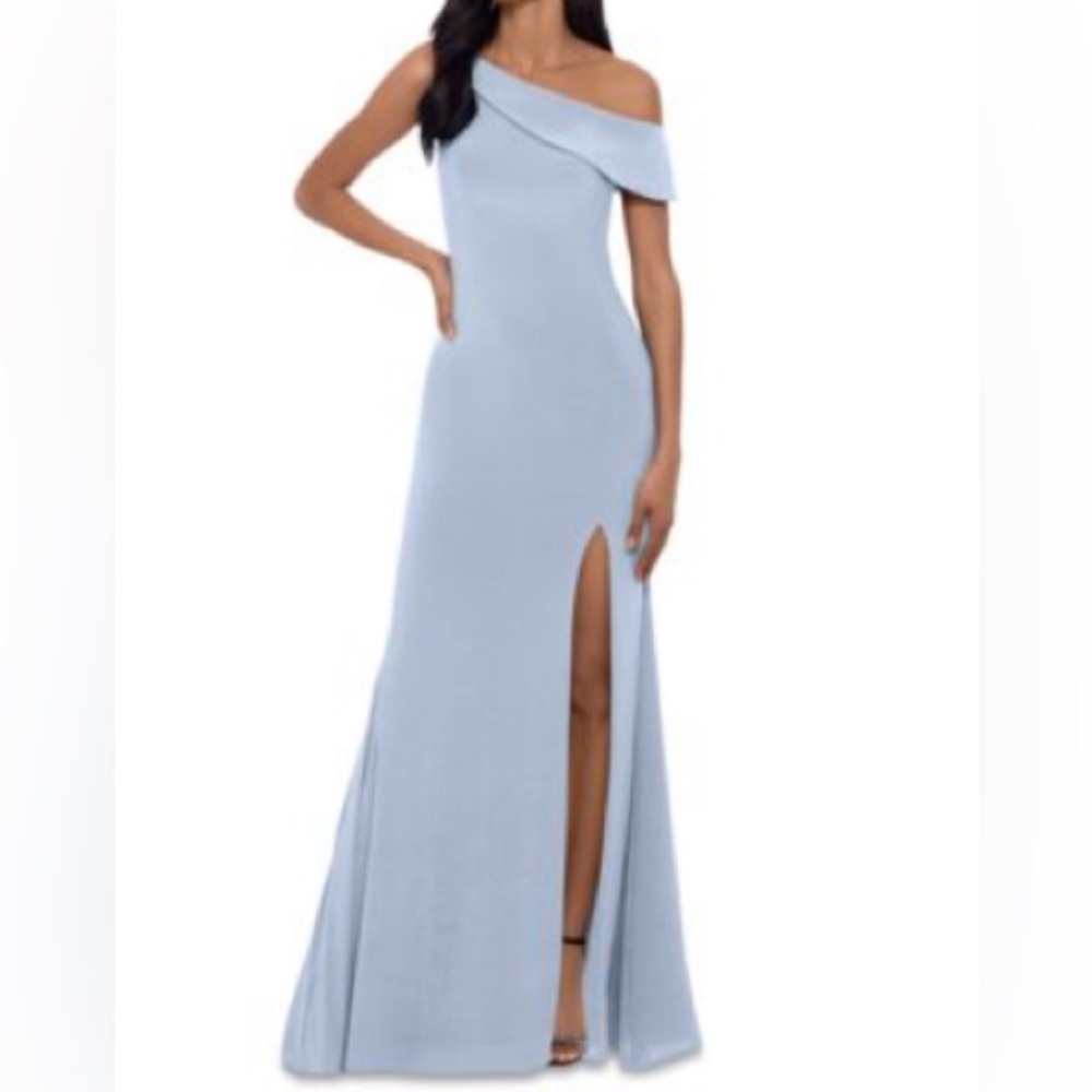 NWT Sky blue one shoulder XSCAPE gown